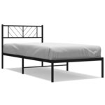 vidaXL Cadre de lit métal sans matelas avec tête de lit noir 90x200 cm