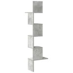 vidaXL Étagère murale d'angle gris béton 32x32x127 5cm bois ingénierie