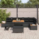 vidaXL Ensemble de canapé de jardin avec coussin 9 Pièces Noir
