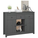 vidaXL Buffet Gris 100x35x74 5 cm Bois massif de pin