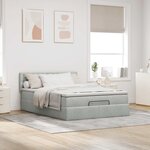 vidaXL Cadre de lit ottoman avec matelas gris clair 140x200 cm velours