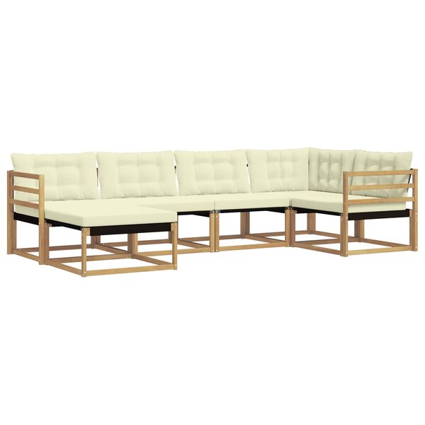 vidaXL Ensemble de canapés d'extérieur 6 pc Blanc et crème