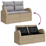 vidaXL Ensemble de canapé de jardin 7 pièces avec coussins beige en rattan poly