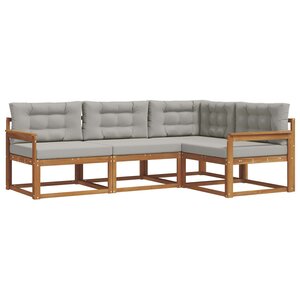 vidaXL Ensemble de canapés d'extérieur 4 pc Gris Naturel et Clair