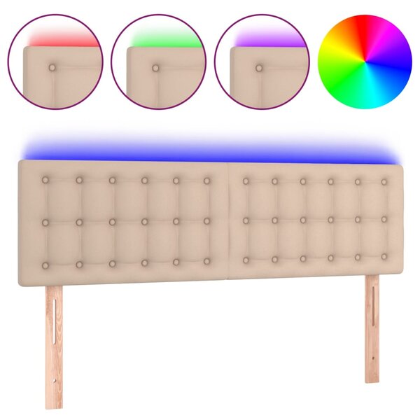 vidaXL Tête de lit à LED Cappuccino 144x5x78/88 cm Similicuir