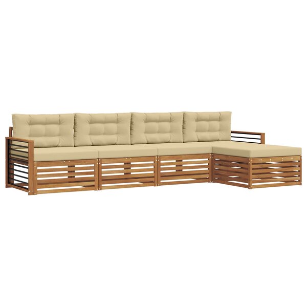 vidaXL Ensemble de canapés d'extérieur 5 Pièces Naturel et Beige
