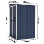vidaXL Remise de jardin murale Anthracite 118x100x178 cm Acier