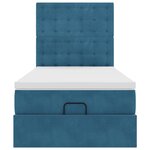 vidaXL Cadre de lit ottoman avec matelas bleu foncé 90x200 cm velours