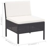 vidaXL Salon de jardin 6 Pièces avec coussins Résine tressée Noir