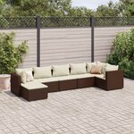 vidaXL Salon de jardin avec coussins 7 Pièces marron résine tressée