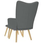 vidaXL Chaise de relaxation avec repose-pied Gris foncé Tissu