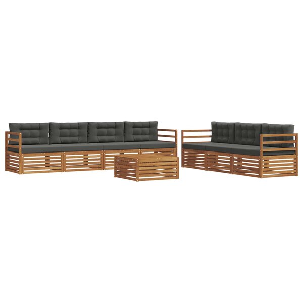 vidaXL Ensemble de canapés d'extérieur 8 pc Naturel et Anthracite