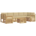 vidaXL Ensemble de canapés d'extérieur 8 pc Blanc et Beige Polyester