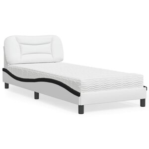 vidaXL Lit avec matelas Hvar blanc et noir 90x200 cm similicuir