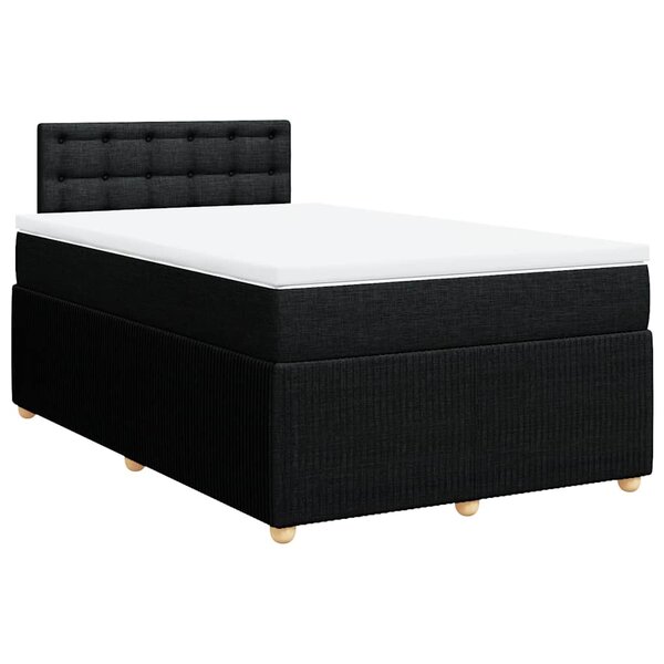 vidaXL Sommier à lattes de lit avec matelas noir 120x190 cm tissu