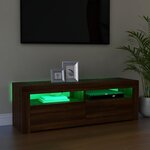 vidaXL Meuble TV avec lumières LED chêne marron 120x35x40 cm