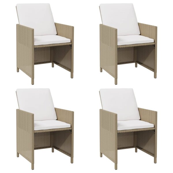 vidaXL Chaises à manger de jardin et coussins lot de 4 beige rotin