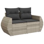 vidaXL Salon de jardin 9 Pièces avec coussins gris clair résine tressée