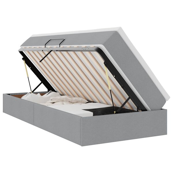 vidaXL Lit avec rangement et matelas Gris clair 100 x 200 cm Polyester