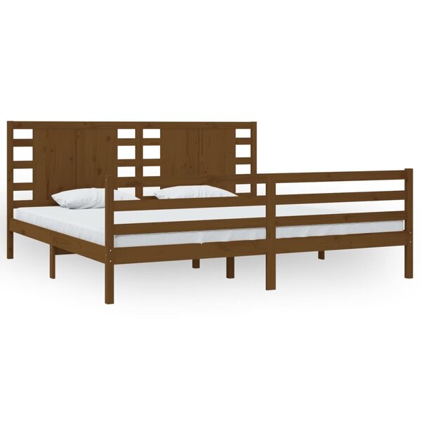 vidaXL Cadre de lit Marron miel Bois de pin massif 200x200 cm