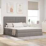 vidaXL Lit avec rangement et LED avec LED Taupe 160 x 200 cm Polyester