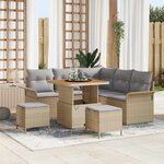 vidaXL Ensemble de canapé de jardin 8 Pièces Beige polyrotin