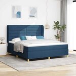vidaXL Lit à ressorts avec matelas gris foncé 90x190 cm Bleu tissu