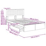vidaXL Lit de Rangement Chêne fumé 135 x 190 cm Bois d'ingénierie