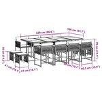 vidaXL Ensemble à manger de jardin et coussins 13 Pièces beige