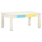 vidaXL Table basse Blanc 110x60x45 cm Bois de manguier massif