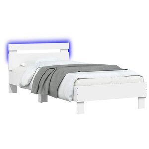 vidaXL Cadre de lit avec bandes LED Blanc Bois d'ingénierie