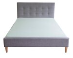 Lit double en tissu gris rembourre 160 x 200 cm