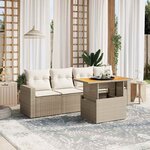 vidaXL Salon de jardin avec coussins 5 Pièces beige résine tressée