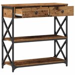 Table Console vidaXL en bois ancien 75x28x75 cm en bois d'ingénierie et acier