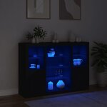 vidaXL Buffets avec lumières LED 3 Pièces noir bois d'ingénierie