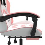 vidaXL Chaise de jeu pivotante et repose-pied Blanc et rose Similicuir