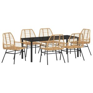 vidaXL Ensemble de salle à manger pour jardin 7 Pièces Marron polyrotin