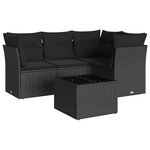 vidaXL Salon de jardin 5 Pièces avec coussins noir résine tressée
