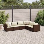 vidaXL Salon de jardin 6 Pièces avec coussins Marron Résine tressée