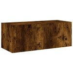 vidaXL Meuble TV mural avec lumières LED chêne fumé 80x35x31 cm