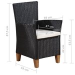 vidaXL Mobilier à dîner de jardin 9 Pièces Résine tressée Noir et marron