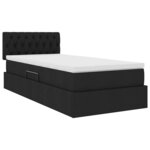 vidaXL Lit de rangement LED avec matelas Noir 90 x 190 cm Tissu