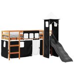 vidaXL Lit mezzanine enfants avec tour blanc/noir 90x190 cm pin massif