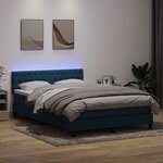 vidaXL Sommier à lattes de lit et matelas et LED bleu foncé 160x210cm velours
