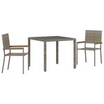 vidaXL Ensemble de salle à manger pour jardin 3 Pièces Gris  Marron