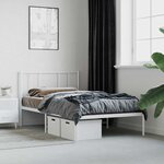 vidaXL Cadre de lit métal sans matelas avec tête de lit blanc 90x190cm