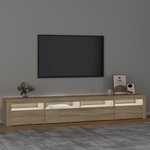 vidaXL Meuble TV avec lumières LED Chêne sonoma 240x35x40 cm