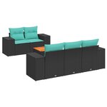 vidaXL Salon de jardin 6 Pièces avec coussins noir résine tressée
