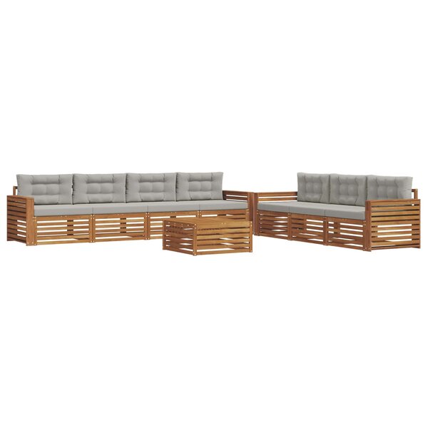 vidaXL Ensemble de canapés d'extérieur 8 Pièces Gris Naturel et Clair