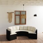 vidaXL Salon de jardin 6 Pièces avec coussins Résine tressée Noir